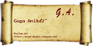Goga Anikó névjegykártya